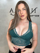 Cropped Renda de Poliamida Verde Esmeralda - Loja Nayara Machado
