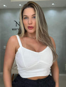 Cropped Algodão com Lastex Nas Costas