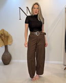 Calça Balloon em Crepe de Alfaiataria com Cinto