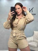 Macaquinho Viscosarja Mangas Bufantes / Acompanha Cinto