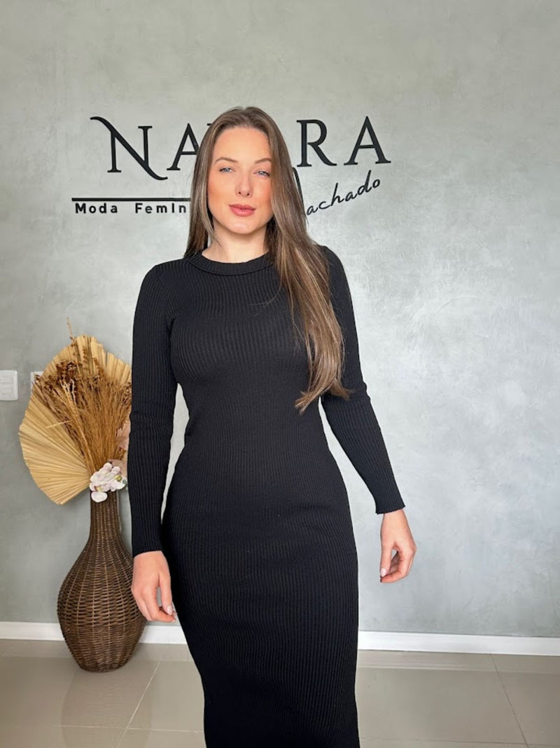 Vestido Modal Canelado Midi