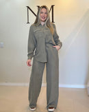 Conjunto de Inverno Aveludado Feminino Camisão e Pantalona
