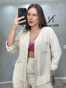 Camisa Linho Gola V Essenza