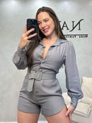 Macaquinho Viscosarja Mangas Bufantes / Acompanha Cinto