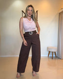 Calça Balloon em Crepe de Alfaiataria com Cinto