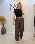 Calça Balloon em Crepe de Alfaiataria com Cinto
