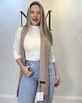 Cachecol feminino em cashmere nude com franjas