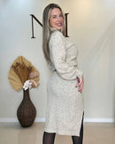 Conjunto Midi em Modal Moss com Gola Alta e Saia com Fenda