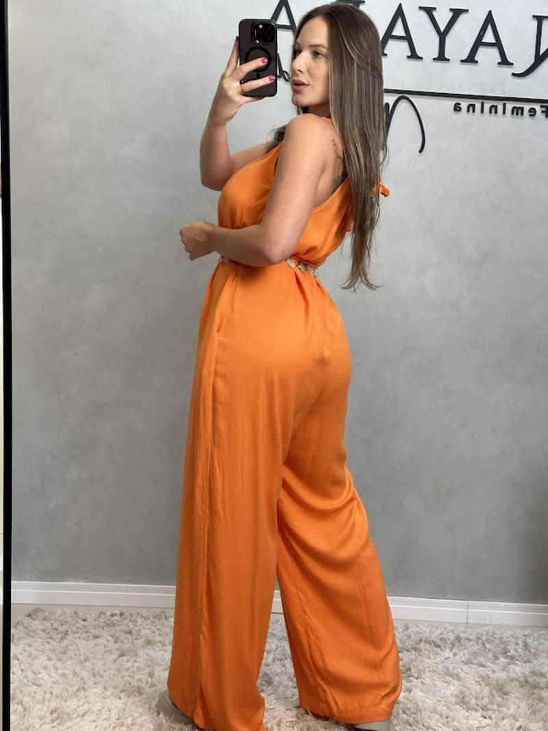 Macacão Longo Amplo - Laranja