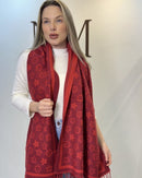 Cachecol feminino em cashmere vermelho estampado