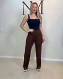 Calça Pantalona de Modal com Elastano