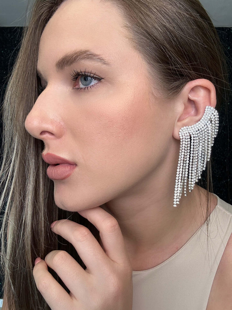 Brinco Franja Strass - Loja Nayara Machado
