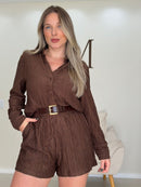 Conjunto Camisa e Short Texturizado com Elastano